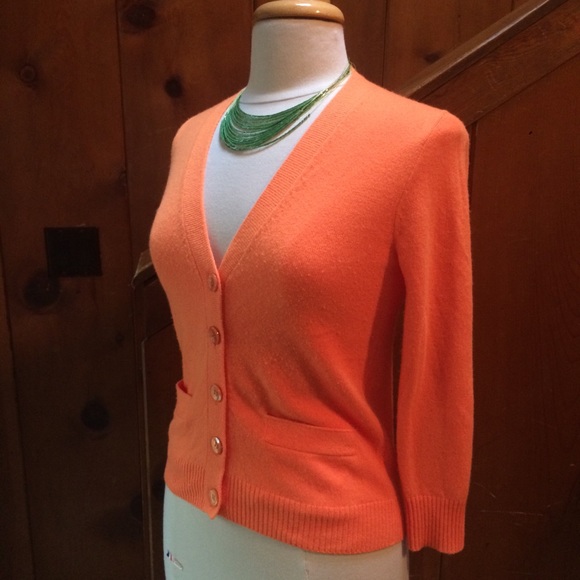 J. Crew Sweaters - J Crew Cashmere Orange Cardigan Sweater